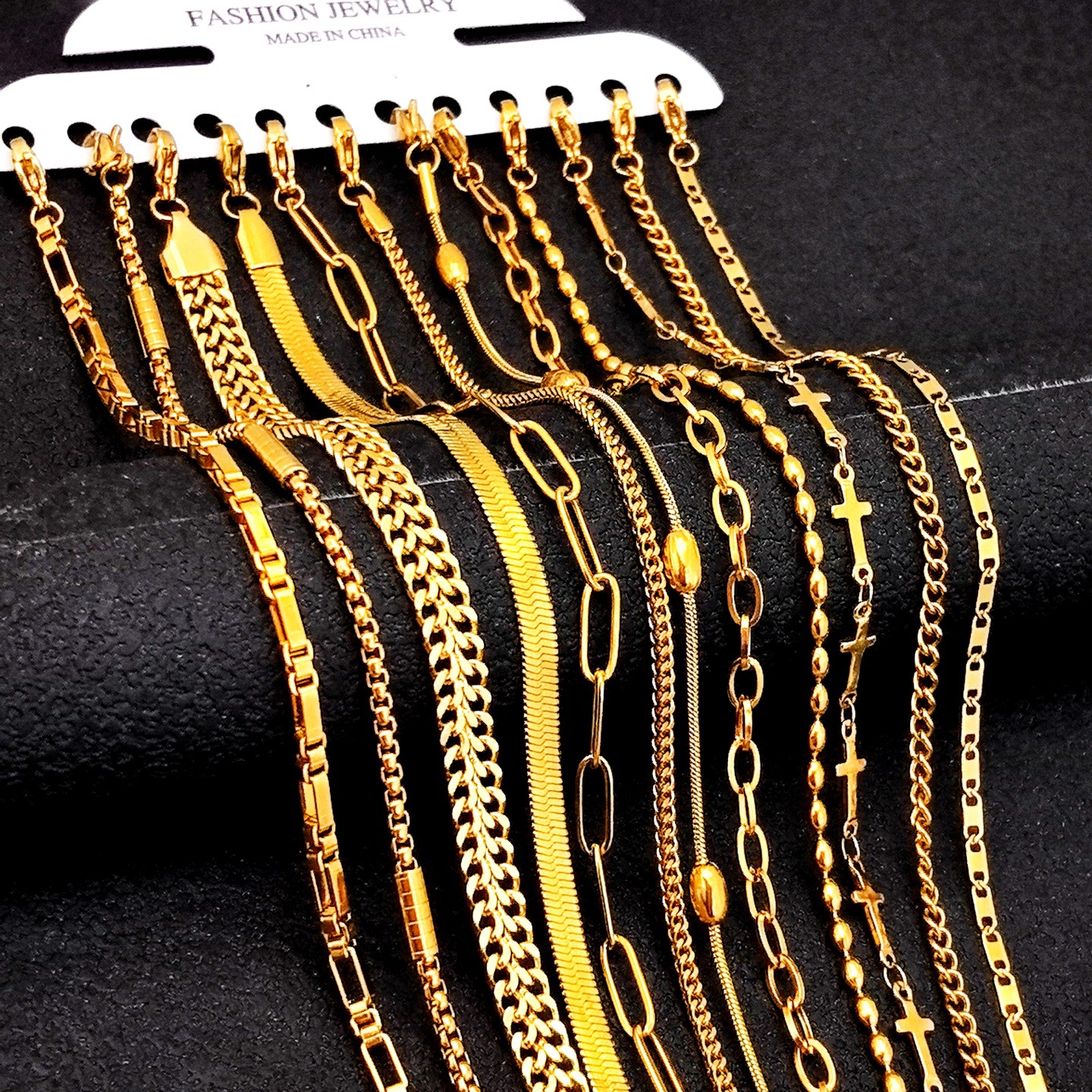 Source Factory DIY Titanium Steel Necklace Women's O-Shaped Chain Plated with 18K Real Gold Non-Fading Snake Bone Chain Cuban Chain Plain Chain for Men