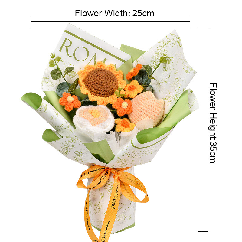 Comercio exterior transfronterizo amazonas ramo de flores de punto rosas girasoles flores de lana imitación decoración de vacaciones puestos