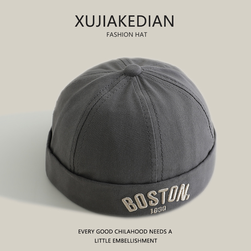 Sombreros de bebé primavera y otoño para niños primavera delgada personalidad sombrero de tierra para niños y niñas bordados letras sombrero de piel de melón bebé