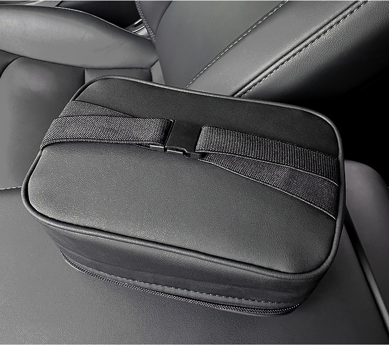 Car Tissue Box Bow Leather Car Seat Back Hanging Female Tissue Box Multi-Functional Armrest Box Tissue Box Cover