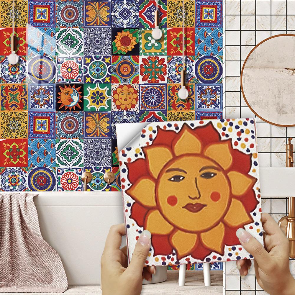 SHEIN Cross-border Hot-selling Moroccan Style Crystal Hard Tile Stickers Kitchen Bath Renovation Decorative Wall Stickers