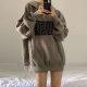 Retro fleece-lined sweater women's 2023 autumn and winter New Korean style student printed hooded loose coat top women's fashion