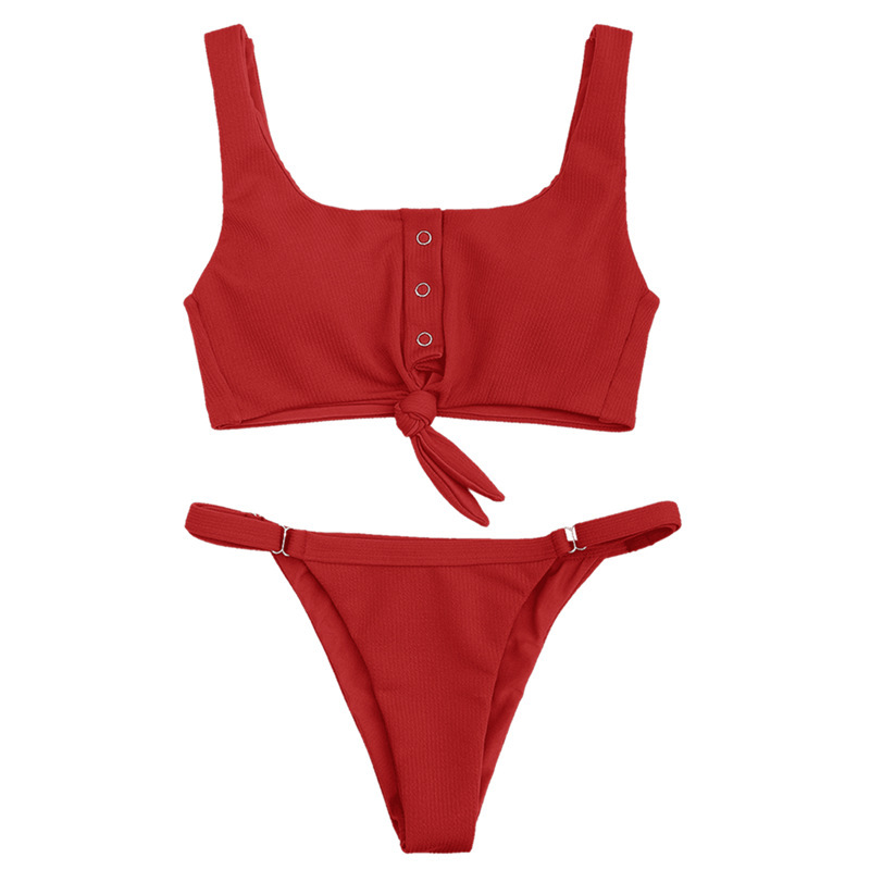 Women's Solid Color 2 Pieces Set Bikinis Swimwear display picture 8