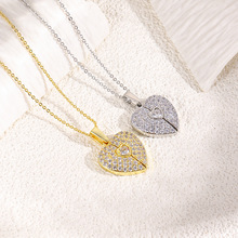 欧美跨境个性开合爱心O字项链吊坠 女轻奢气质心形翅膀项坠铜饰品