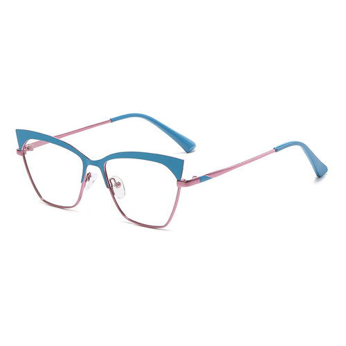  new cross-border fashion metal cat-eye color-changing anti-blue light eyebrow frames can be equipped with myopia glasses frames