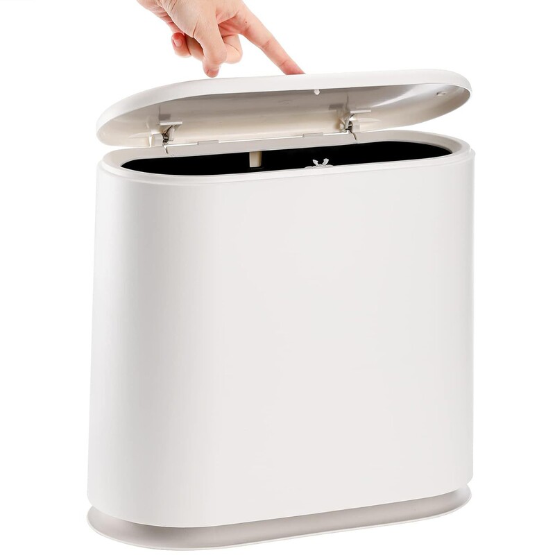 Large-capacity household kitchen trash can with elastic lid wholesale white plastic toilet garbage kitchen crevice trash can