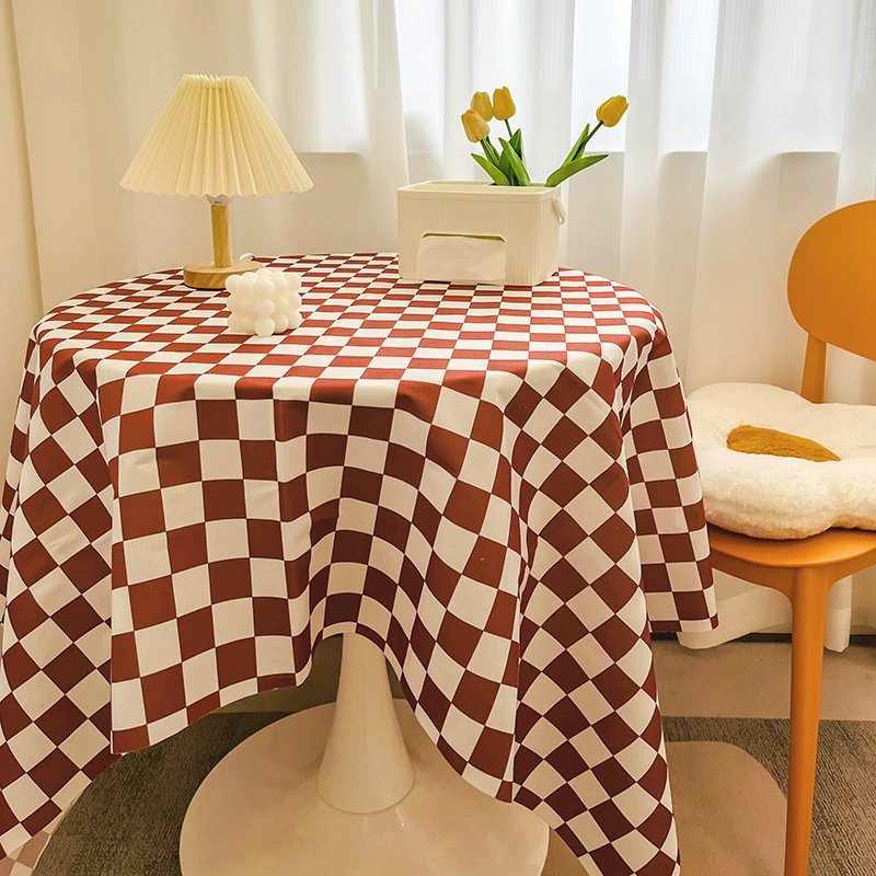 Net red plaid tablecloth Ins wind girl heart round table cloth layout dust dining table cloth coffee table padding