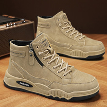 高帮男鞋冬季加绒棉鞋冬天学生勤务鞋雪地靴运动厚底增高马丁靴