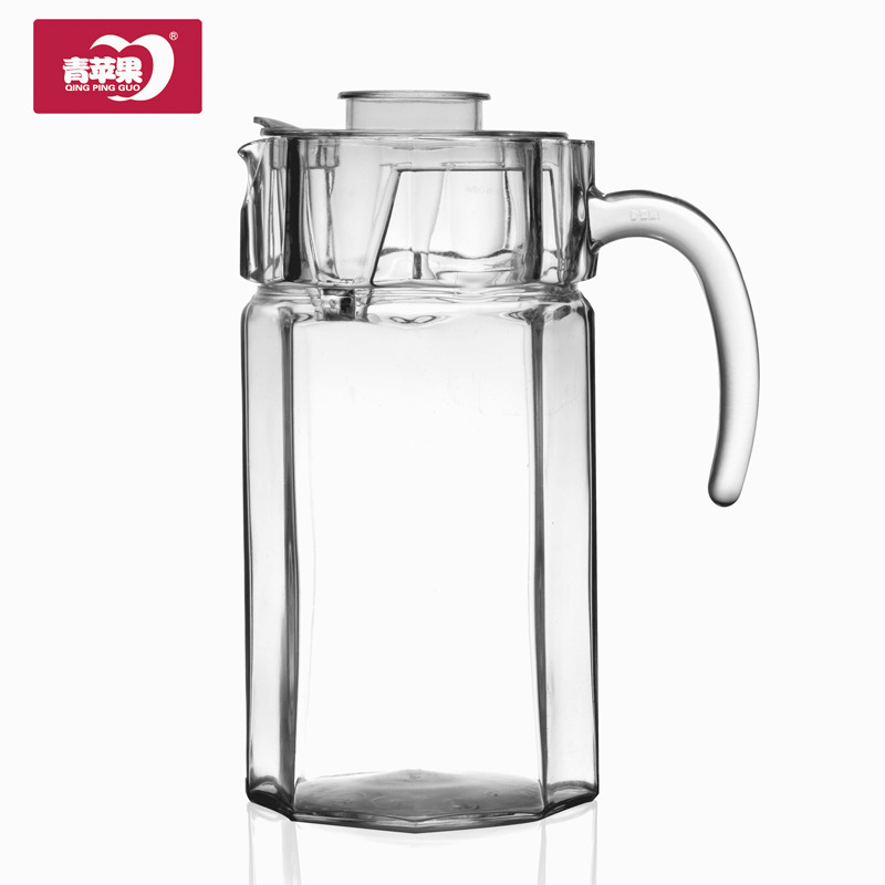 Manzana verde 1.25L gran olla octogonal hervidor de agua fría olla de jugo de cerveza olla de agua de vidrio serie EH1003-1