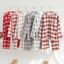 日系无印无侧缝男女睡衣睡裤家居服 情侣棉法兰绒磨毛长袖长裤套