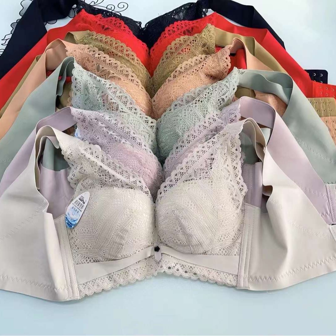 Nuevo sujetador de alta calidad de moda de encaje jacquard transpirable y cómodo ajuste lateral de pecho de cuatro botones ropa interior mujer image 1