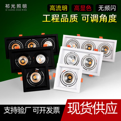 Ledグリルライトダブルヘッド角型ダウンライトメッシュブドウ棚埋め込み式商用オフィスビル斗胆灯cobスポットライト