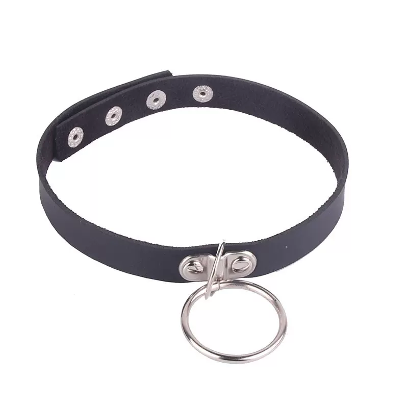 日韩小恶魔系金属圆环吊坠项圈颈圈时尚软妹子皮质项链锁骨链手链