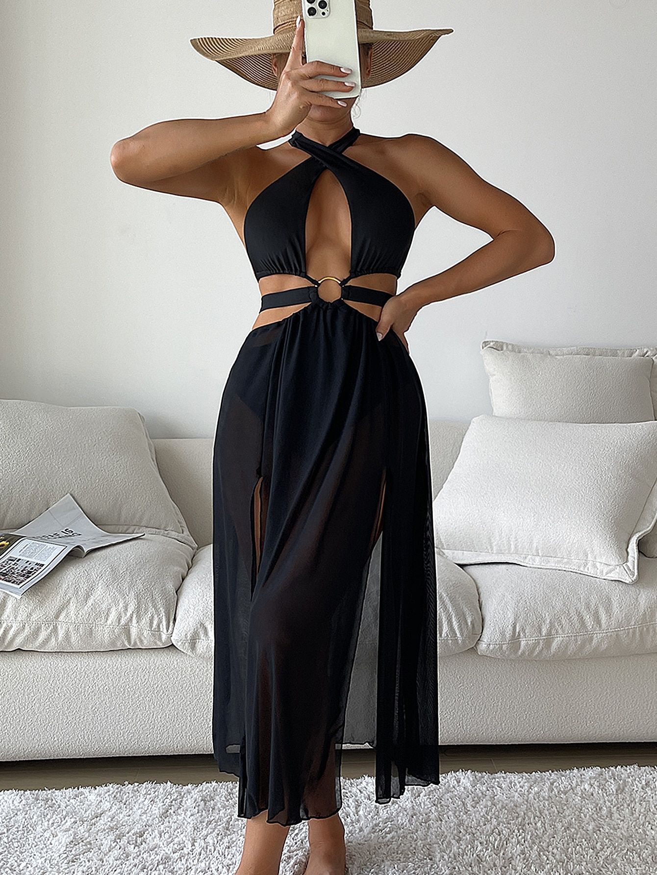 boho cutout bikini dress