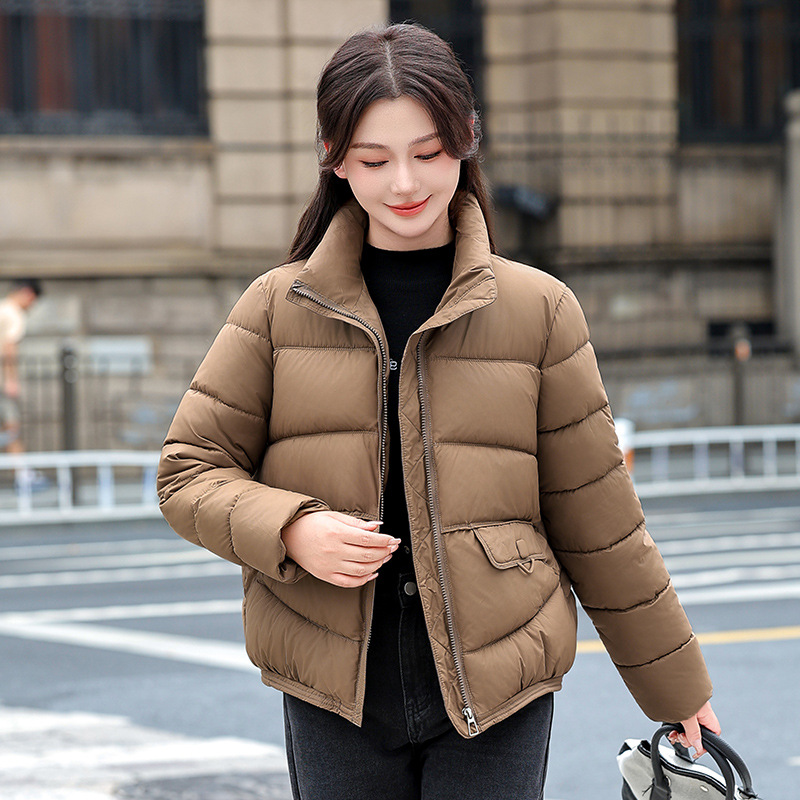 Invierno de 2025 nuevo estilo coreano simple casual corto cuello vertical ropa de algodón esponjosa gruesa chaqueta de algodón pequeño image 10