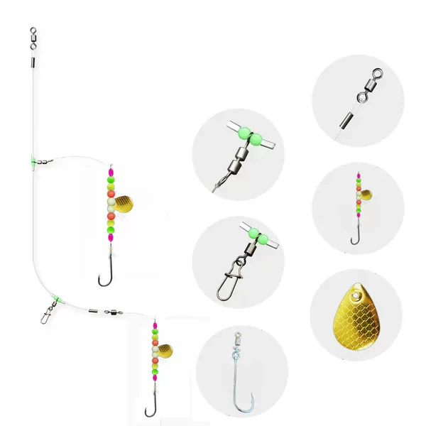 High-Speed Swivel Fishing Rig, Sea Fishing Line Set, Bead String, White Fruit String, Yellow Fish, Night-Luminous Swivel String Line Set