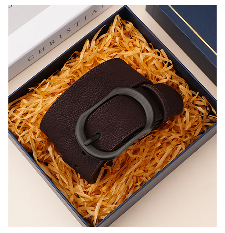 Neue Anzughose aus echtem Leder, schlichte Dornschließe, vielseitiger Gürtel aus Rindsleder für Damen_voghion.com