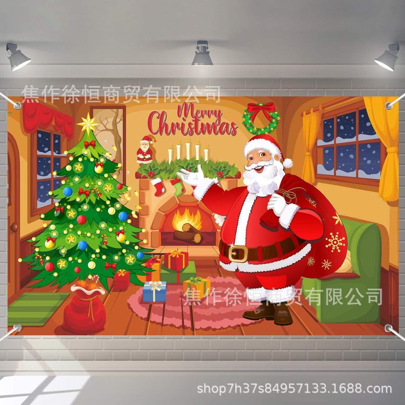 Amazon temu ホットセール新年とクリスマス背景布バナーメリークリスマスパーティー装飾小道具旗布|undefined