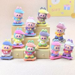 植绒滑板兔子 diy饰品树脂配件摆件钥匙扣潮玩批发创意萌粒卡通盲