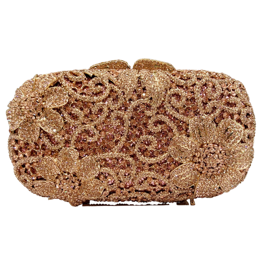 Túi clutch dạ hội nạm kim cương nhỏ gọn sang trọng — Màu sâm panh, Cá tính đặt làm