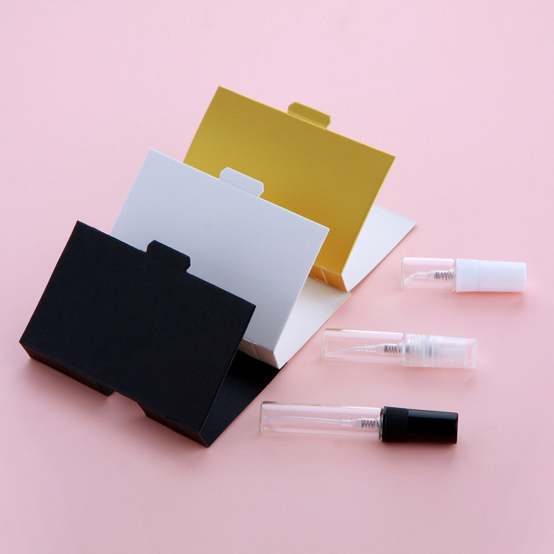 Plastic nozzle spray bottle perfume bottle with paper card sample perfume bottle packaging