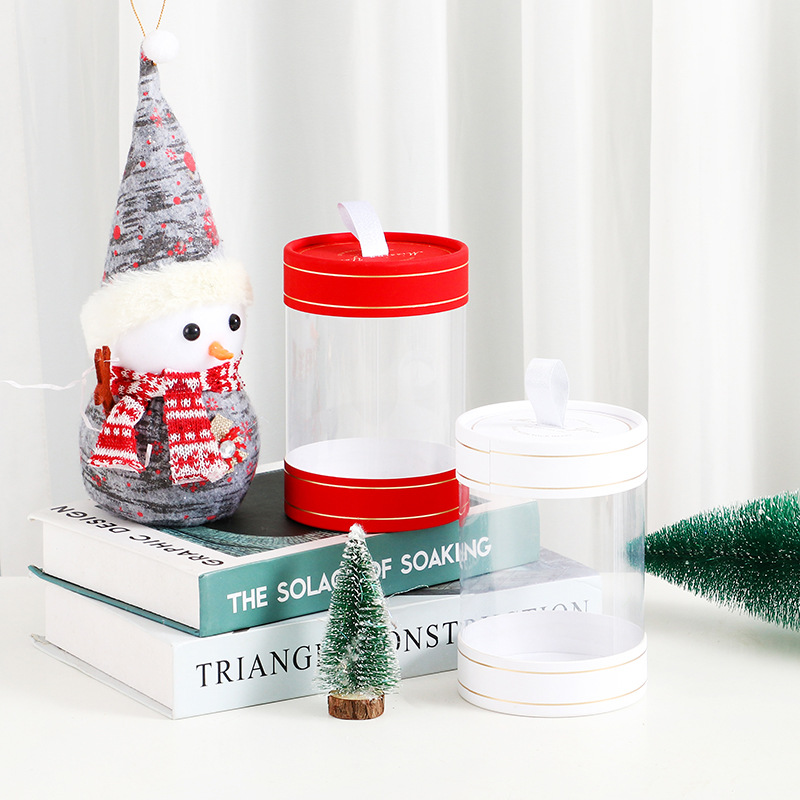 圣诞苹果礼品包装盒圆筒形透明苹果礼盒礼品盒PVC礼物盒