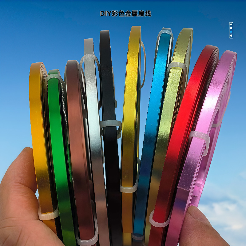 10m Gold Shaped Aluminum Flat Strip 5m Colored Oxidized Metal Wire Drawing Silver DIY Handmade Jewelry Aluminum Flat Wire
