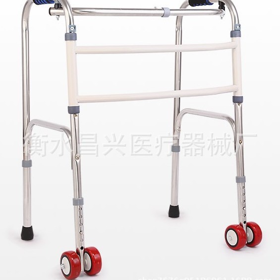 Fábrica al por mayor ruedas Walker de acero inoxidable Carro de rehabilitación Walker con asiento Walker plegable