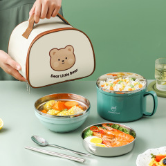 304 stainless steel student lunch box with lid, office worker canteen rice bowl, fast food cup, heat insulation, children's meal box