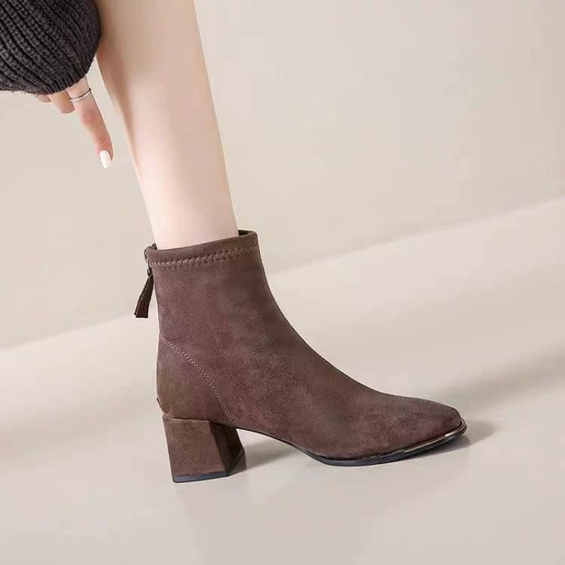 Ботинки‑челси (Martens) с высоким флисом и эластичным верхом, демисезонные, французский стиль, 35–40