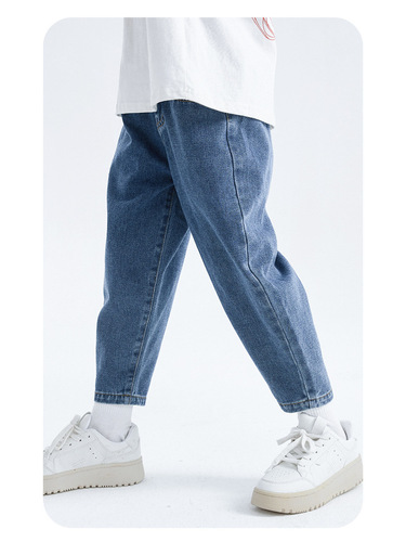 Men's and girls 'pants, spring and autumn jeans, middle-aged children, boys, children, 2025 new trend casual radish pants