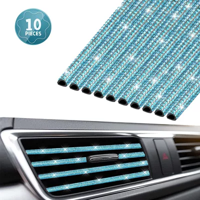 Car hanging | conditioning port U-shaped rhinestone clip - lake-blue