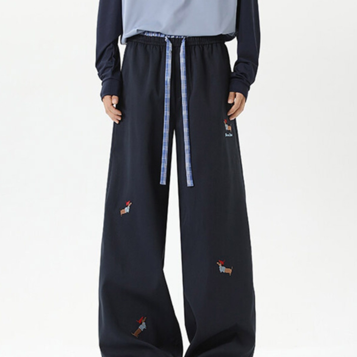 Pantalones bordados de perro salchicha pantalones casuales de primavera para hombres americanos pantalones deportivos para niños adolescentes rectos sueltos