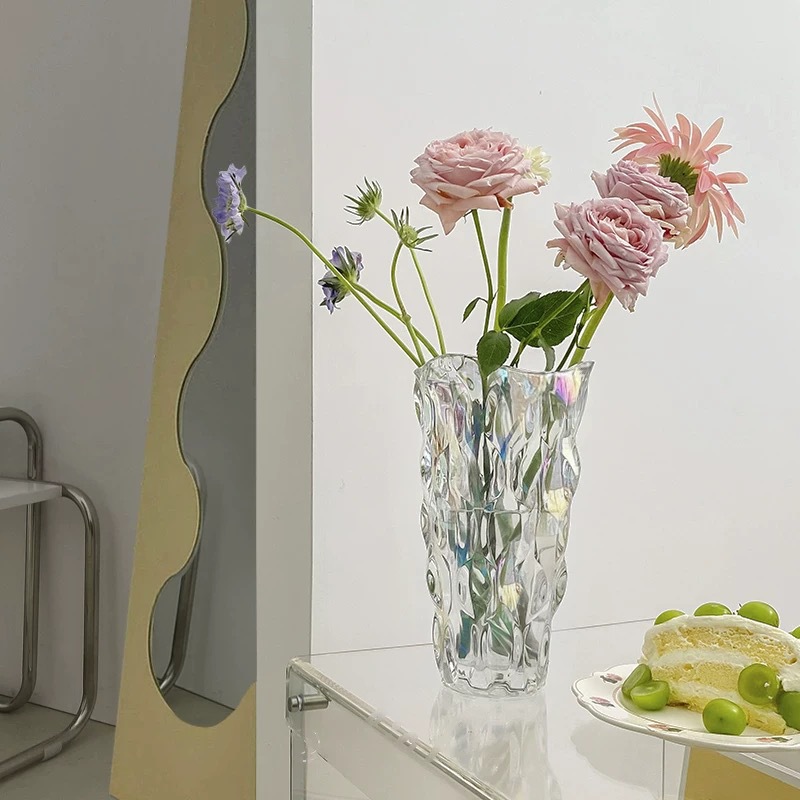 Estilo europeo simple cielo azul vidrio florero de alto aspecto hidropónico flor decoración original exportación diseñador independiente