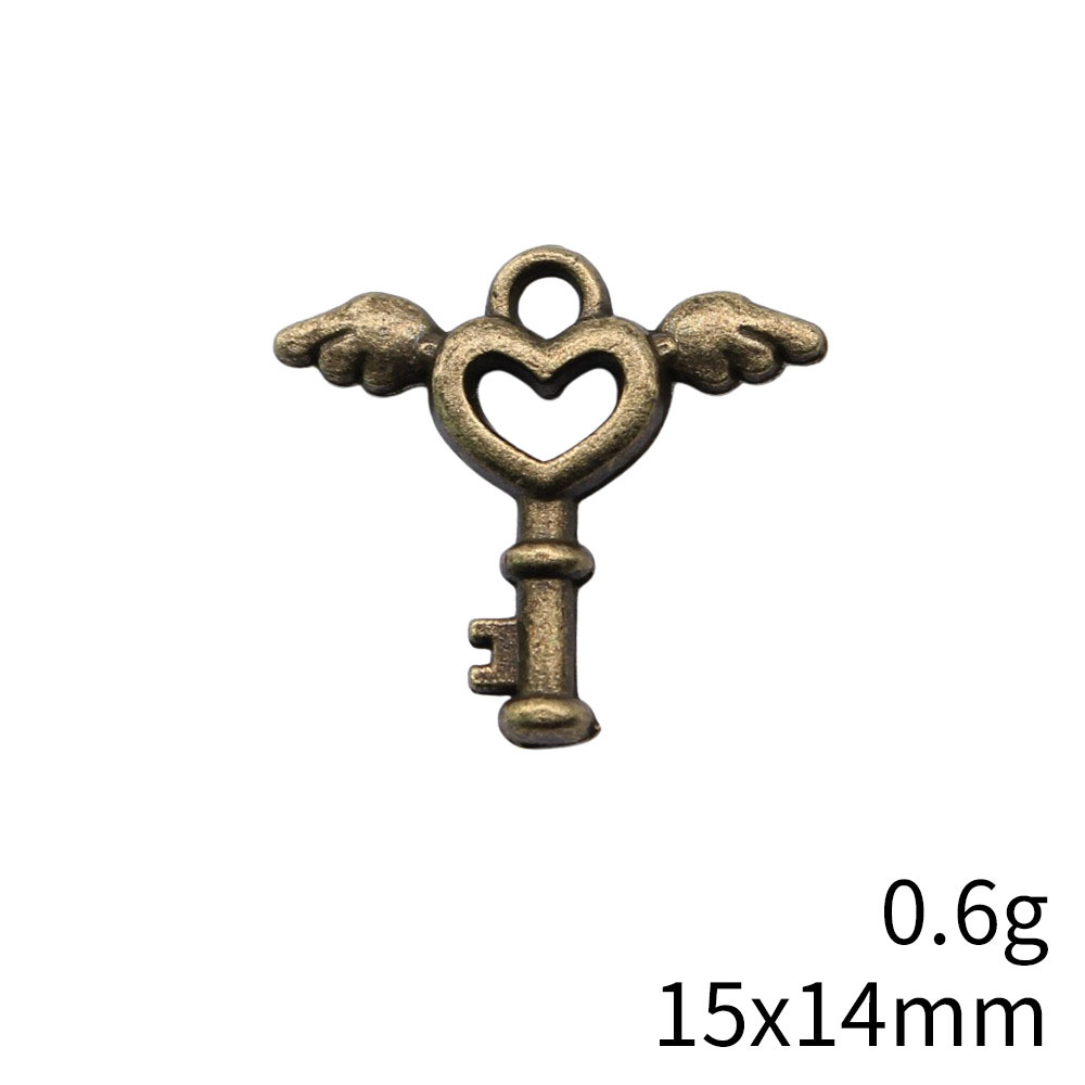 1g Weight Pendant Jewelry Making Type DIY Jewelry Accessories Classification 1 Piece Quantity Alloy Material Heart Shape, Wings, Key Pattern Plating Design Retro Style 1 Piece Alloy Heart Shape Wings Key Pendant 12
