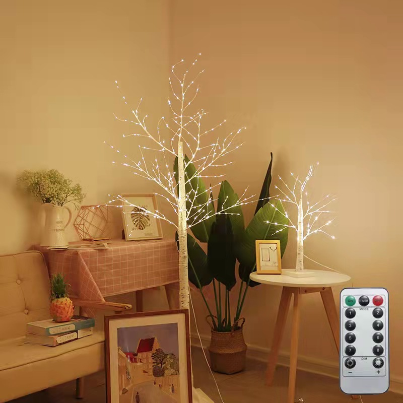 Luz LED abedul luz blanca cálida Navidad artesanía lámpara de mesa simulación árbol color lámpara de mesa decorativa al por mayor