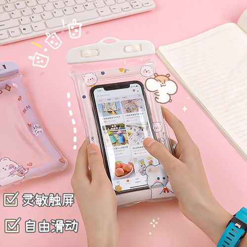 Floating swimming phone bag cute cartoon phone waterproof bag airbag float touch screen protective case wholesale