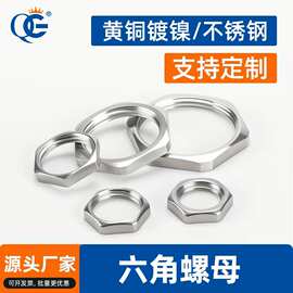 金属六角螺母薄锁紧螺帽根母并母M/PG/NPT/G铜镀镍旋拧锁母不锈钢