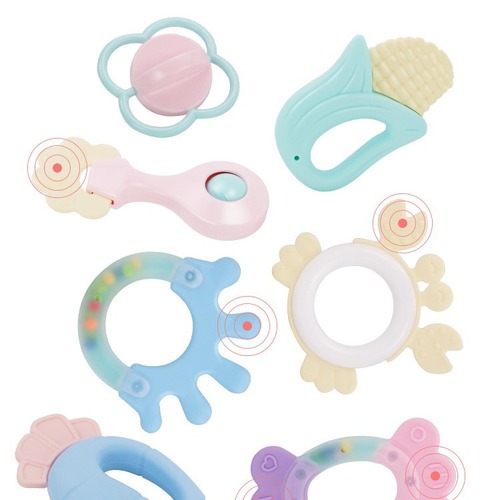 Newborn baby rattle teether baby toy 0-1 years old for teething and biting, boilable crib bell set with dropshipping support