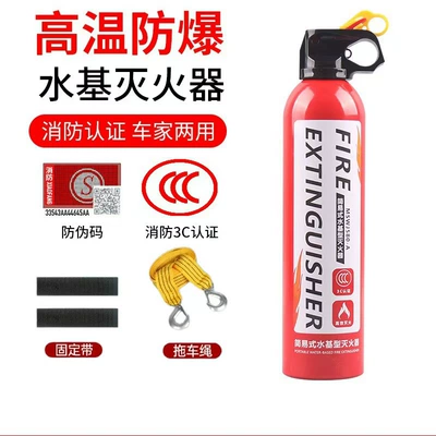 Water-based fire extinguisher 580ml: Vehicle fire extinguisher - fire-extinguisher-single-bottle-straps-trailer-rope