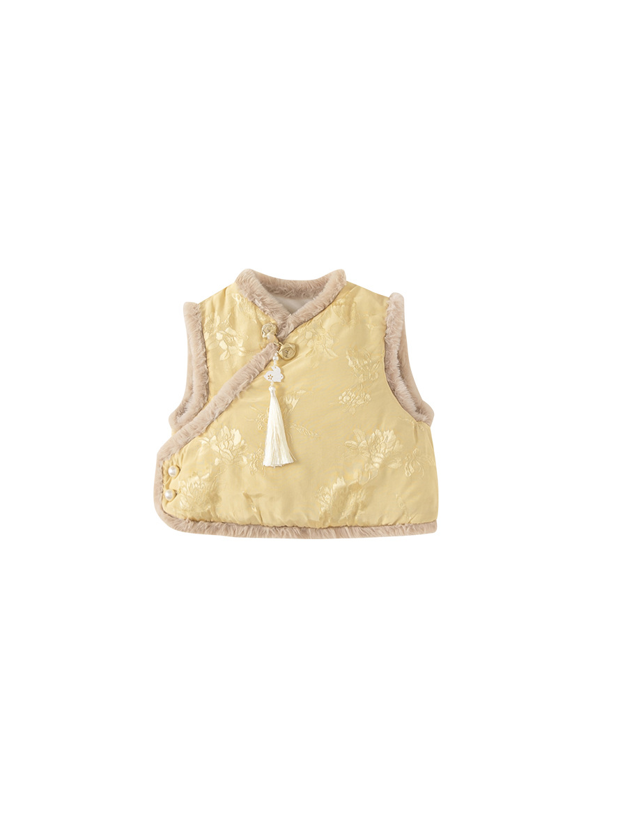 Youbao ropa para niños invierno niñas más chaleco de terciopelo invierno nuevos niños nuevo estilo chino estilo chino traje Tang chaleco de bebé femenino