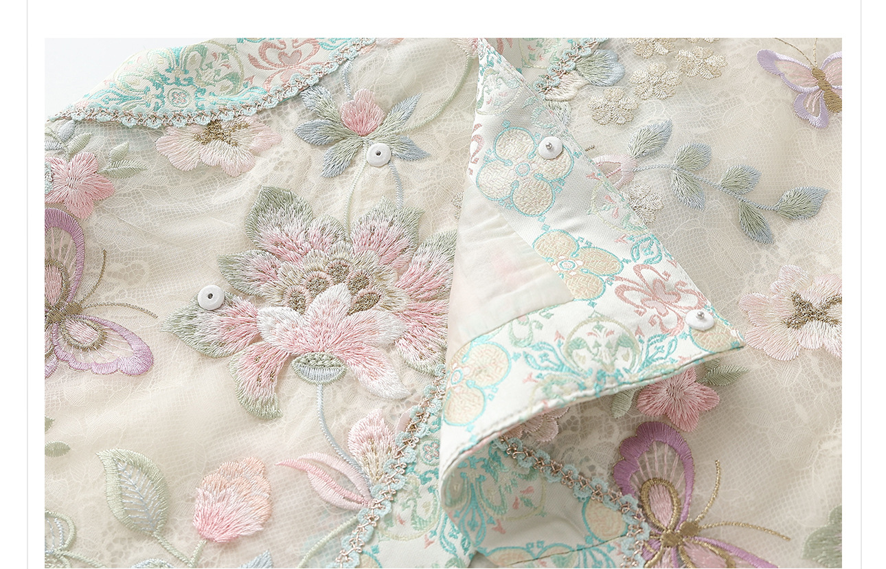 Áo vest gile nữ lụa tơ tằm thêu họa tiết cổ tròn không tay phong cách Trung Hoa mới ZX N6021 — màu xanh nhạt chi tiết 35