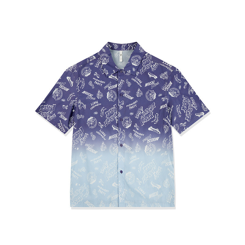 Jordan Short-Sleeved Shirt Men's 2025 Summer New Shopping Mall Same Style Contrasting Color Full Print Splicing Trendyy Men's Tops