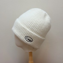 ins韩系百搭儿童针织帽简约字母刺绣亲子款秋冬洋气时尚针织帽