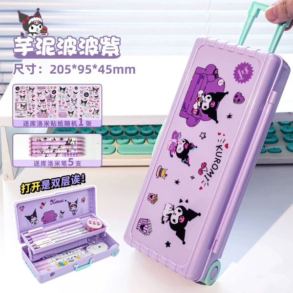 Taro Mud wave purple+5 Kuromi pen-Send Kuromi stickers random 1 sheet
