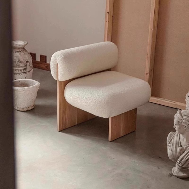 Silla de ocio minimalista Silla de sofá individual Silla de sofá de madera maciza Silla nórdica Wabi-Jifeng Apartamento pequeño Sala de estar Casa de familia Silla individual