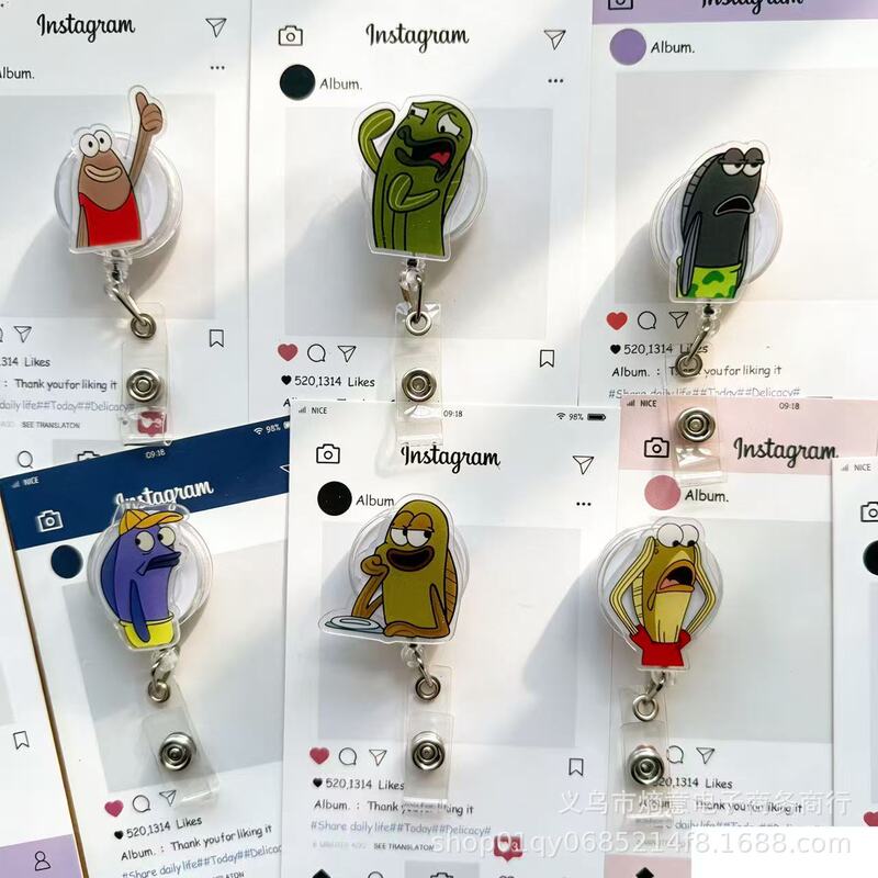 Cute Bikini Bottom Ugly Fish Cartoon Nurse Badge Retractable Card Holder with Hook, ID Easy-Pull Buckle, Access Control Retractable Buckle Cute Bikini Bottom Ugly Fish Cartoon Nurse Badge Retractable Card Holder with Hook, ID Easy-Pull Buckle, Access Control Retractable Buckle