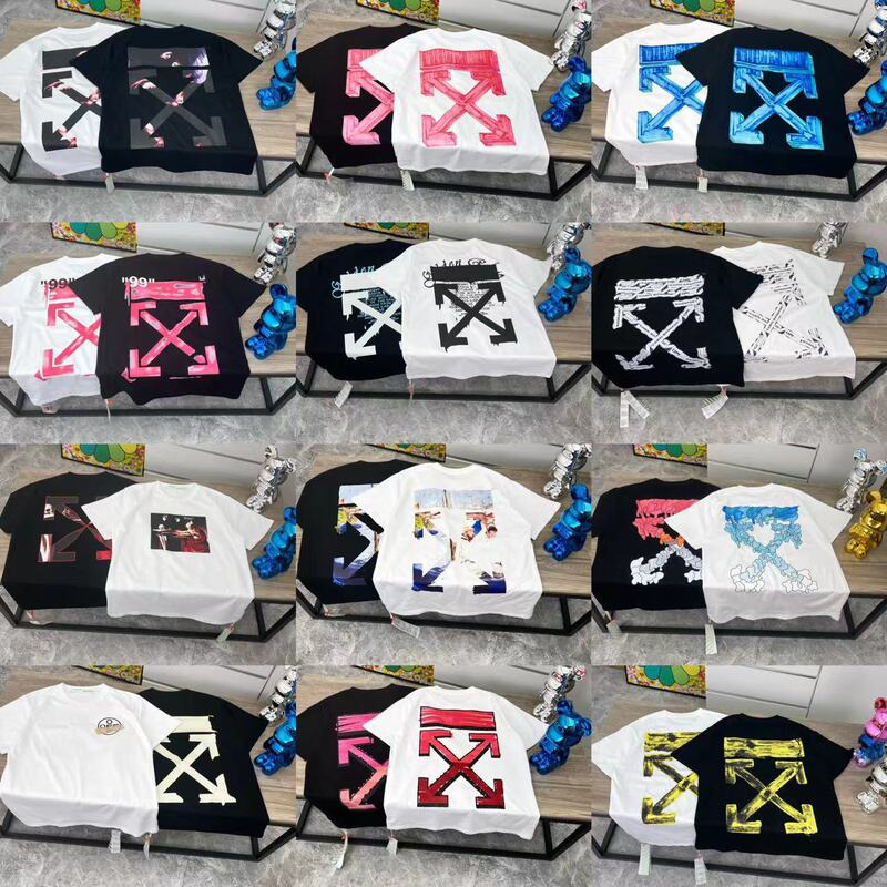 Cross-border hair 2024 summer new trend off-white high quality men's and women's T-shirt printing