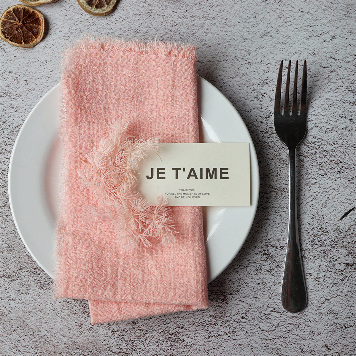 Suministro exclusivo transfronterizo de tela para servilletas de Amazon, algodón de bambú, mantel individual de decoración para bodas con borde de flecos de algodón completo, tela arrugada con borde de borlas.