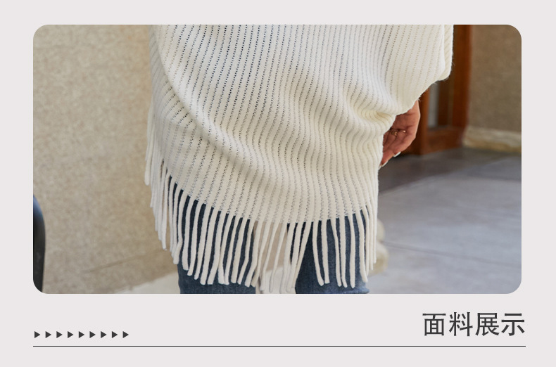 Title 10, Châle à pampilles avec col en fourrure pour fem...